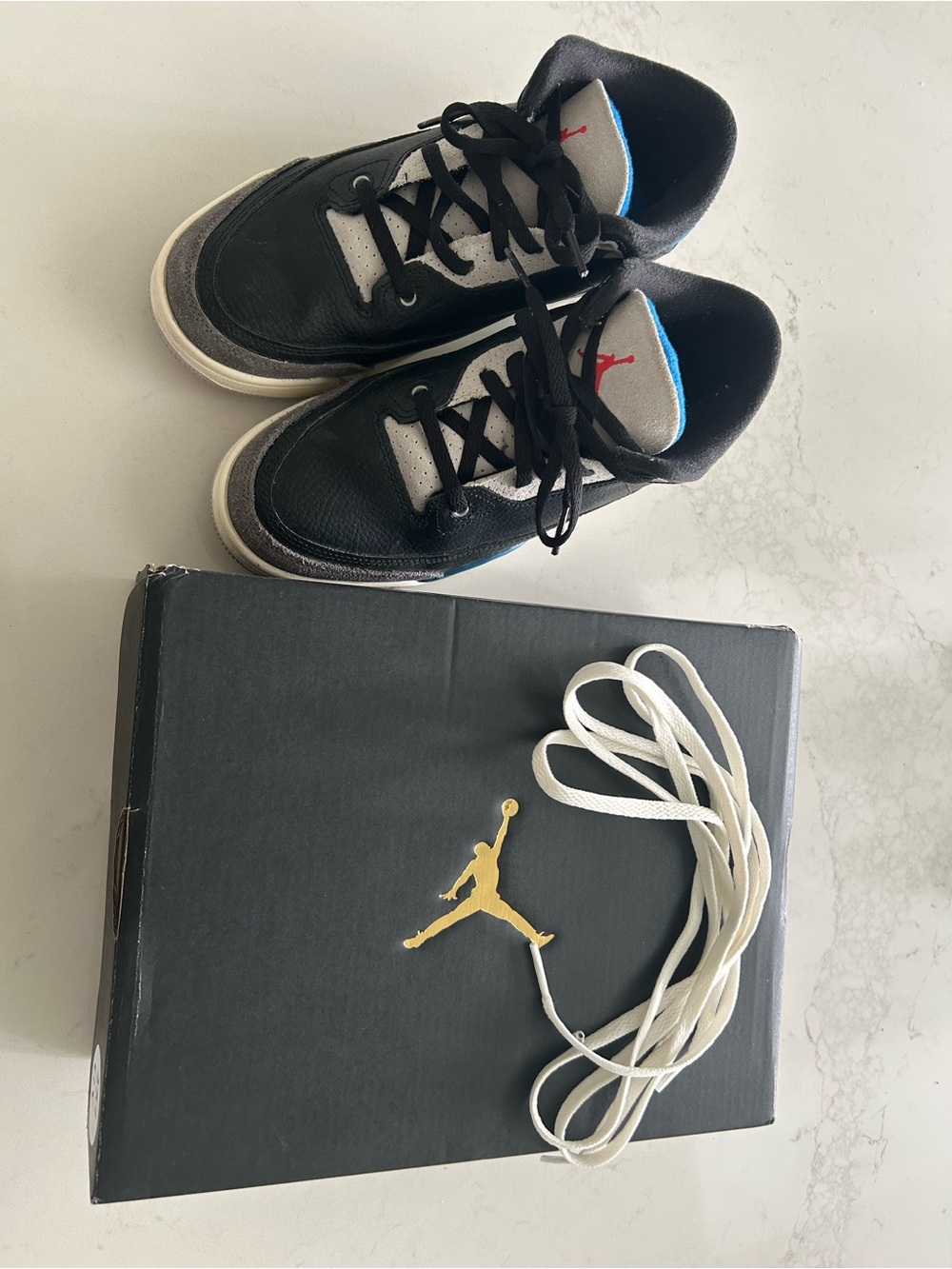 Jordan 3 Retro OG “Rare Air” | Low Black/Blue/Gray Sneakers | Size 2.5Y - Picture 9 of 9